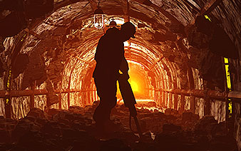 man jackhammering in copperhead mine